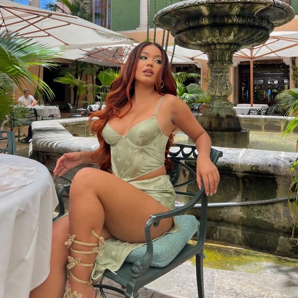 Voight by Valentina Ella Bustier + Skirt Set in Sage